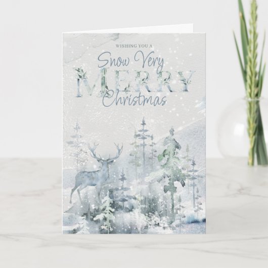 Sneeuwwinterbos en Stag H Feestdagen Kaart (Voorkant)