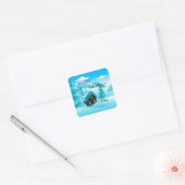 sneeuwwinterBossen en Prettige feestdagen Vierkante Sticker (Envelop)