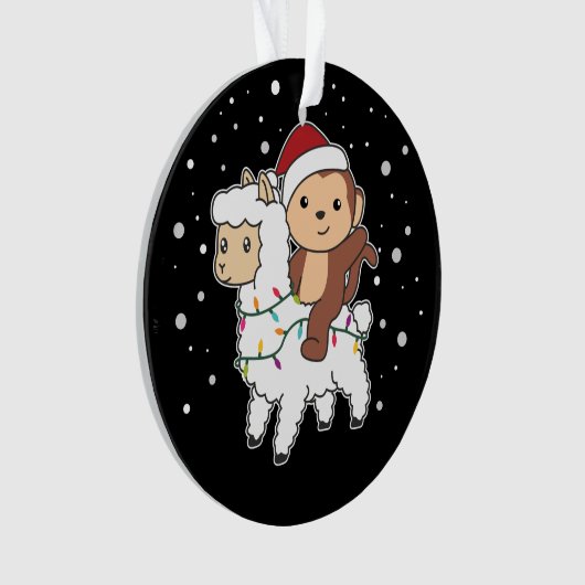 Sneeuwwinterdieren in de apenlama ornament (voorkant)