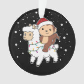 Sneeuwwinterdieren in de apenlama ornament (voorkant)