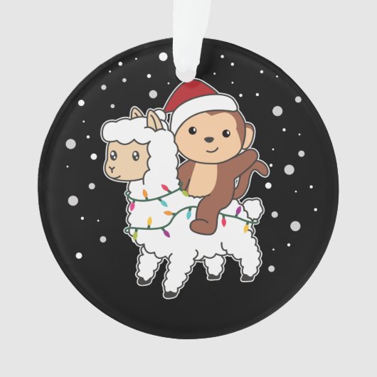 Sneeuwwinterdieren in de apenlama ornament (voorkant)