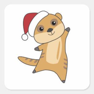 Sneeuwwinterdieren met kerstmis vierkante sticker