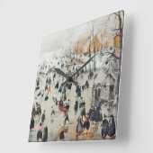 sneeuwwinterHolland Ice Skating 1600 Wall Clock Vierkante Klok (Hoek)
