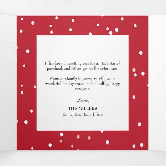 Sneeuwwinterkerstfeestdag - drievoudige fotokaart drieluik wenskaart (Binnenkant midden)