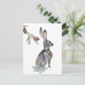 sneeuwwinterkonijn onder een Waterverf Briefkaart (Staand voorkant)