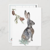 sneeuwwinterkonijn onder een Waterverf Briefkaart (Voorkant / Achterkant)