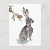 sneeuwwinterkonijn onder een Waterverf Briefkaart (Voorkant)