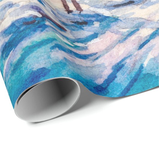 Sneeuwwinterlandschap. Landhuis. Kerstmis Cadeaupapier (Rol Hoek)