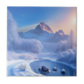 sneeuwwinterlandschap tegeltje (Voorkant)