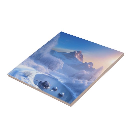 sneeuwwinterlandschap tegeltje (Zijkant)