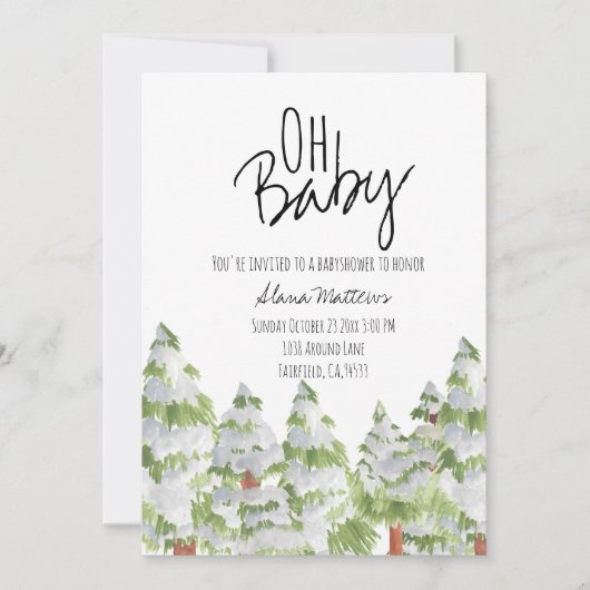 Sneeuwwinteruitnodiging voor babydouche kaart (Voorkant)