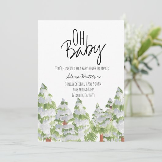 Sneeuwwinteruitnodiging voor babydouche kaart (Staand voorkant)