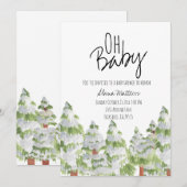 Sneeuwwinteruitnodiging voor babydouche kaart (Voorkant / Achterkant)