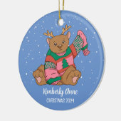 Sneeuwwintervakantie met Beer kerstmis Keramisch Ornament (Links)