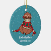 Sneeuwwintervakantie met koortsluiaard keramisch ornament (Rechts)