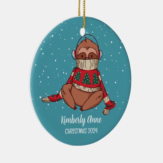 Sneeuwwintervakantie met koortsluiaard keramisch ornament (Rechts)