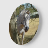 Sneeuwwit de paarse, grote ronde wandklok. grote klok (Hoek)