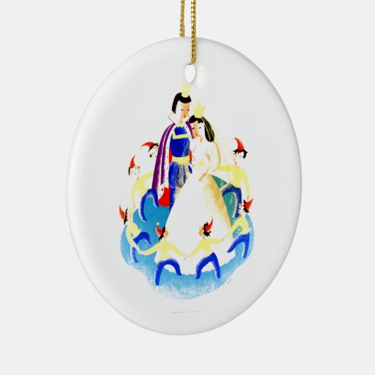 Sneeuwwit en de Zeven  Druk van WPA van Dwarfs Keramisch Ornament (Rechts)