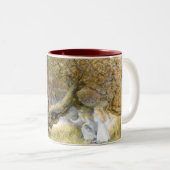 Sneeuwwit en Roos rood Tweekleurige Koffiemok (Voorkant rechts)