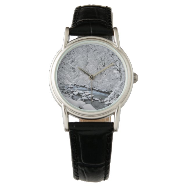 Sneeuwwit stroompje landschappelijk, Oregon Horloge (Voorkant)
