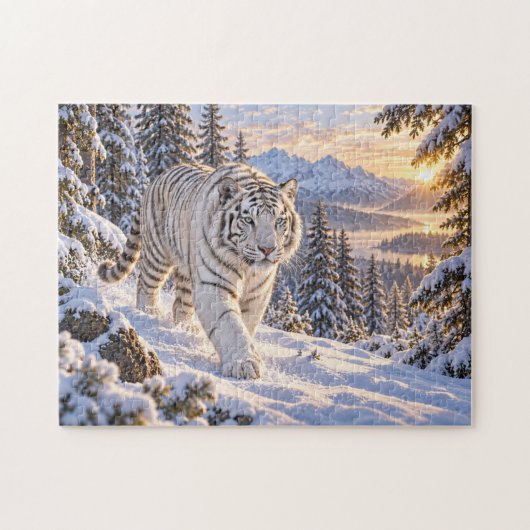 Sneeuwwit Tijgerontwerp Legpuzzel (Horizontaal)