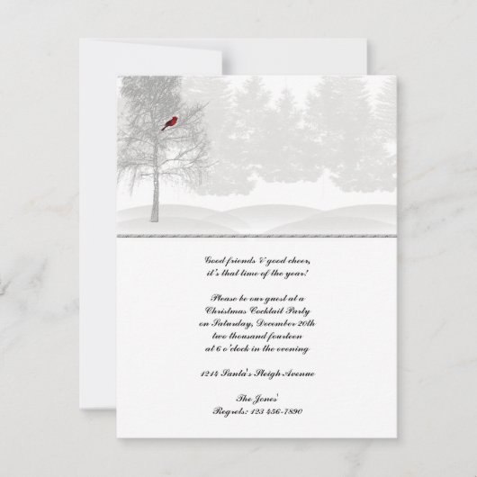 Sneeuwwitbos met rode kardinaal kaart (Voorkant)