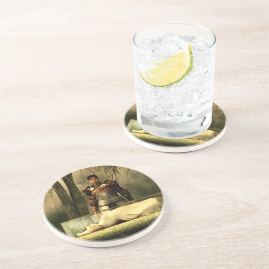 Sneeuwwitglas Zandsteen Onderzetter (Zijkant)