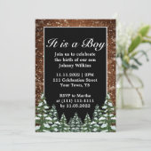 Sneeuwwitje Bos Pine Baby Jongen Geboorte Viering Kaart (Staand voorkant)