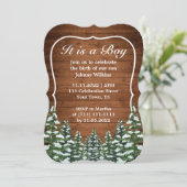 Sneeuwwitje Bos Pine Baby Jongen Geboorte Viering Kaart (Staand voorkant)