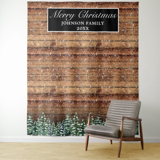 Sneeuwwitje Bos Vrolijk Kerstmis Foto Achtergrond Wandkleed (In situ)