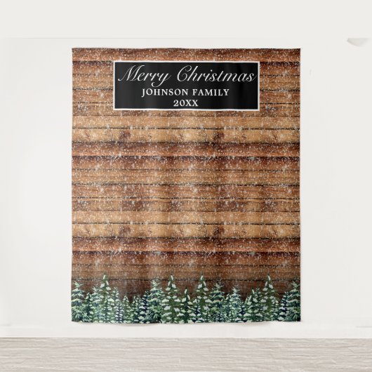 Sneeuwwitje Bos Vrolijk Kerstmis Foto Achtergrond Wandkleed (Voorkant)