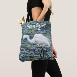 Sneeuwwitje Egret Green Lake White Bird Tote Bag