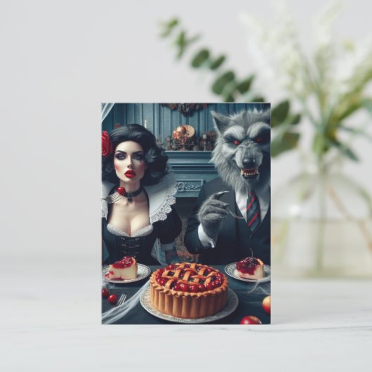 Sneeuwwitje en de Grote Boze Wolf Donkere Fantasy  Briefkaart (Staand voorkant)