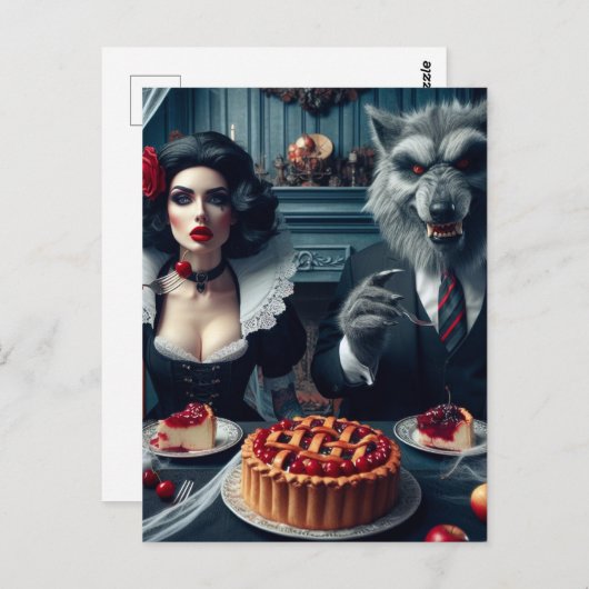 Sneeuwwitje en de Grote Boze Wolf Donkere Fantasy  Briefkaart (Voorkant / Achterkant)