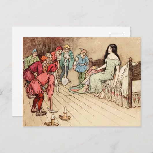 Sneeuwwitje en de zeven dwergen  feiharde bleek briefkaart (Voorkant / Achterkant)