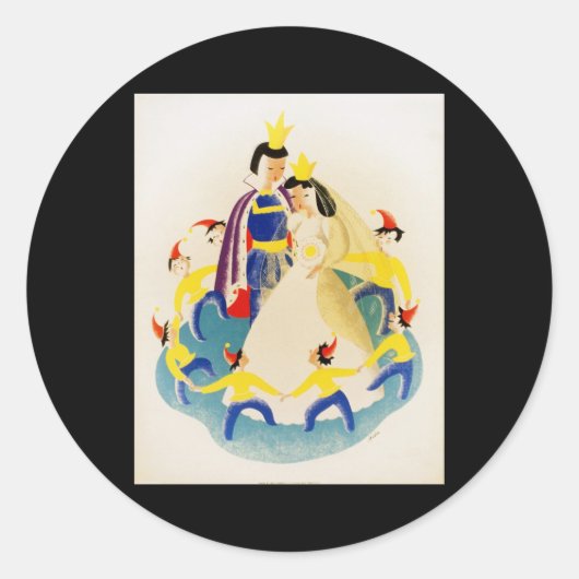 Sneeuwwitje en de zeven dwergen ronde sticker (Voorkant)