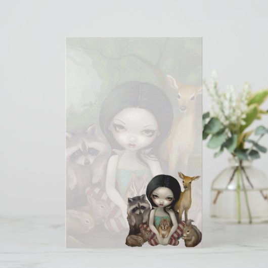 Sneeuwwitje en haar diervriendelijkheden briefpapier (Staand voorkant)