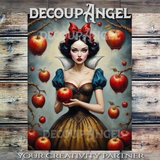 Sneeuwwitje en rode appels #1 -Decoupage- Tissuepapier