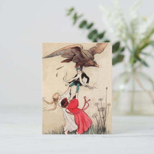 Sneeuwwitje en Roos rode prinses  feiharde schild Briefkaart (Staand voorkant)