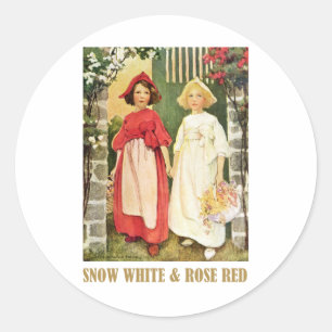 Sneeuwwitje en Roos Rood Ronde Sticker