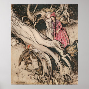 Sneeuwwitje en Roos Rood van Arthur Rackham Poster