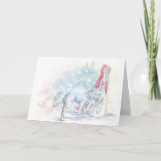 Sneeuwwitje en weinig Rood Feestdagen Kaart