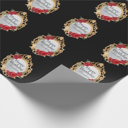 Sneeuwwitje Gouden Magische Spiegel en Apple op Zw Cadeaupapier (Hoek)