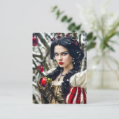 Sneeuwwitje houdt de vergiftigde appel vast briefkaart (Staand voorkant)