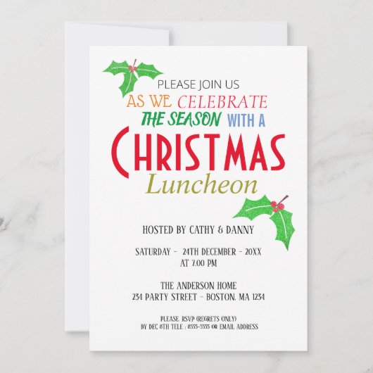 Sneeuwwitje Kristal Kerstlunch Uitnodiging (Voorkant)