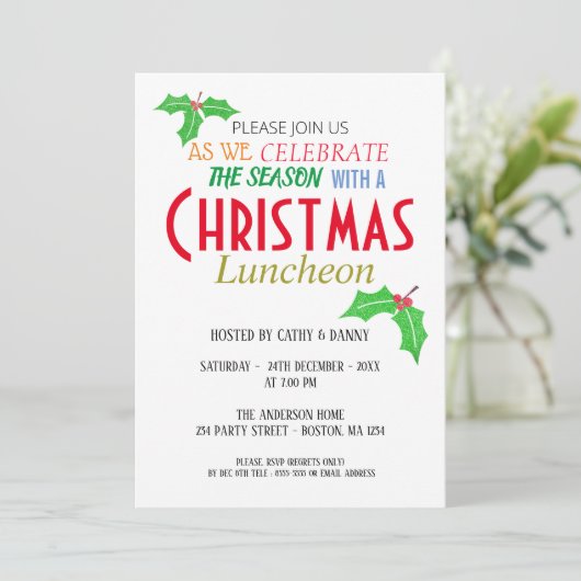 Sneeuwwitje Kristal Kerstlunch Uitnodiging (Staand voorkant)