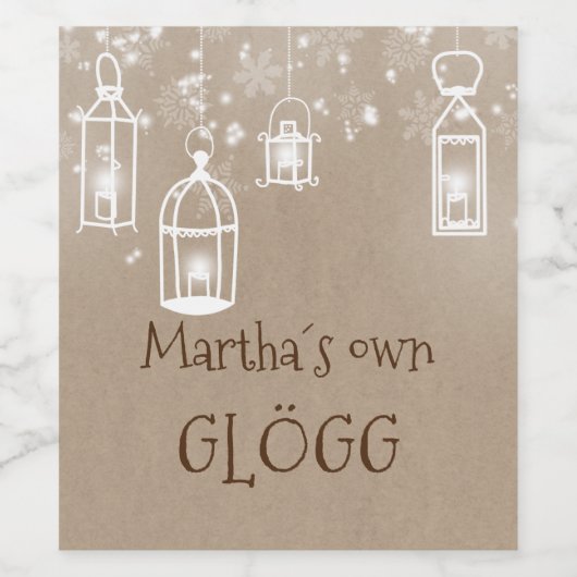 Sneeuwwitje lantaarns wijn etiket (Enkel label)