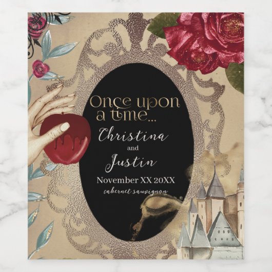 Sneeuwwitje Magische Spiegel Sprookje Wijn Etiket (Enkel label)