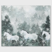 Sneeuwwitje paarden Winter Woodland Mountain Fores Cadeaupapier (Vlak)