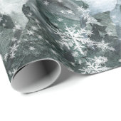 Sneeuwwitje paarden Winter Woodland Mountain Fores Cadeaupapier (Rol Hoek)